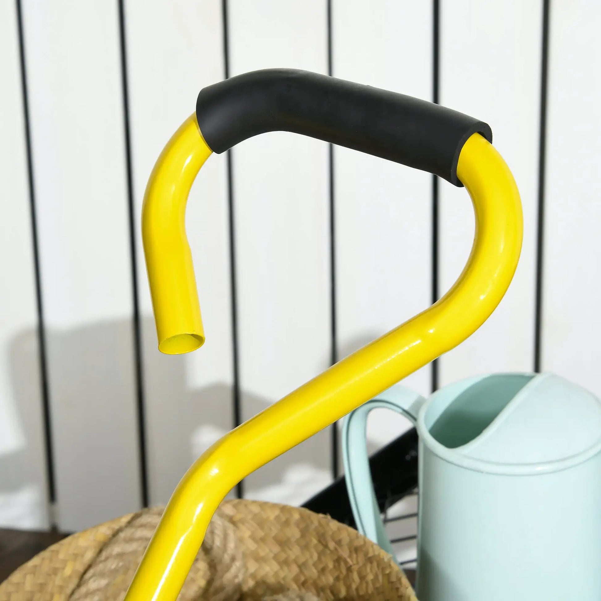 Garden Trolley Cart with Pneumatic Wheels and Rotating Handle, Yellow by Outsunny