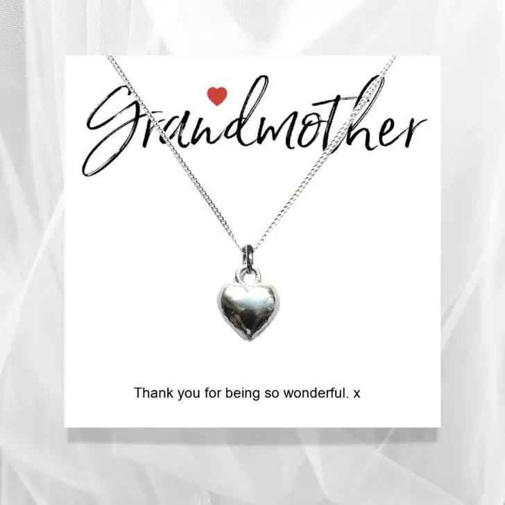 Grandmother Message Card with Heart Necklace by Aye Do Gifts