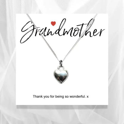 Grandmother Message Card with Heart Necklace by Aye Do Gifts