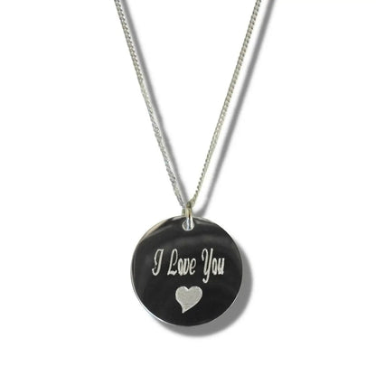 I Love You Disc Necklace & Heart Symbol by Aye Do Gifts