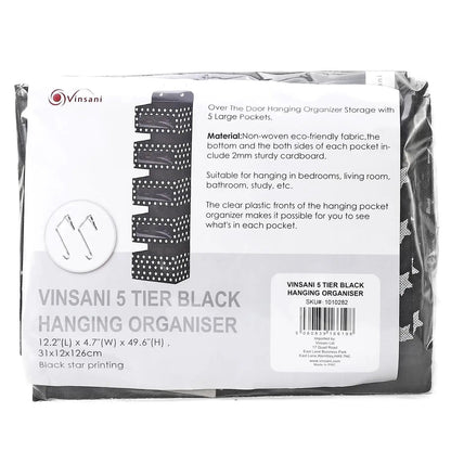 VINSANI 5TIER BLACK HANGING ORGANISER 1010282 by Vinsani