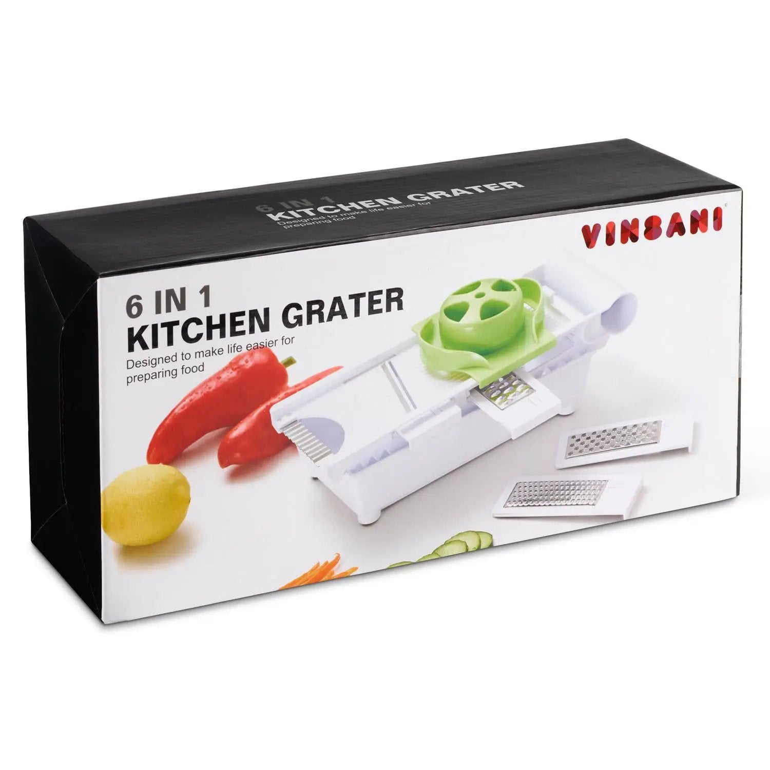 VINSANI GRN/WHT 6 IN 1 GRATER 0007354 by Vinsani