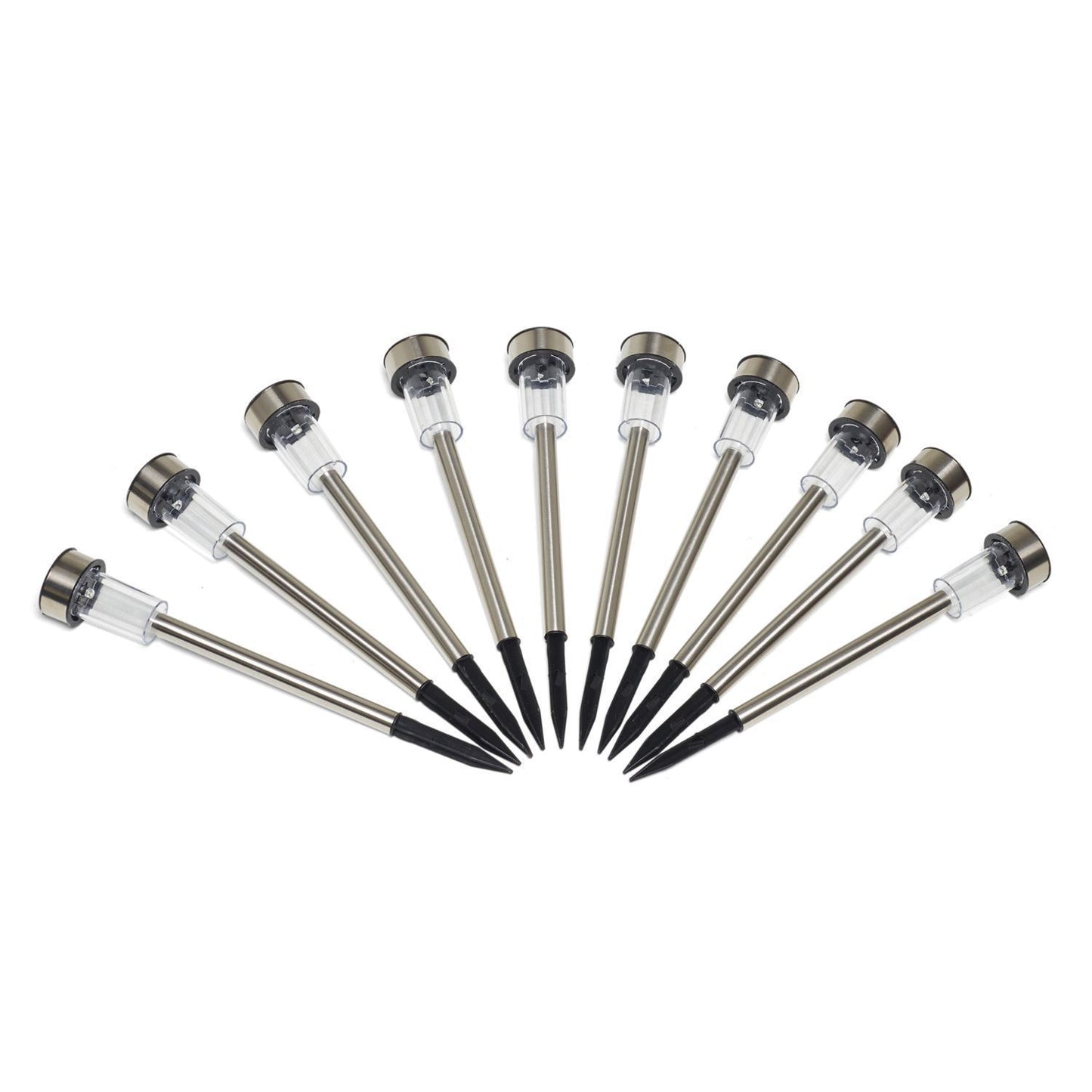 Vinsani 10 X Colour Change Stainless Steel Solar Powered Stick Post LED Lights Rechargeable Outdoor Garden Border Patio Path Driveway Entrance Marking Water Resistant Lamps by Vinsani
