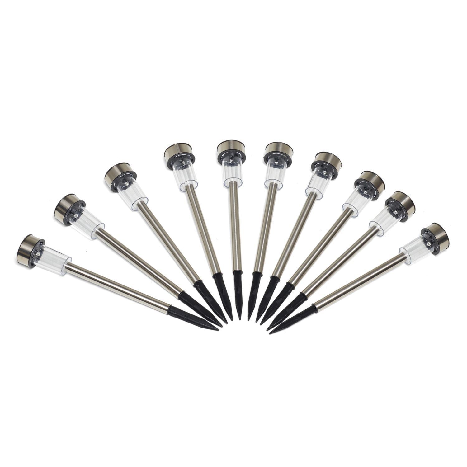 Vinsani 10 X Colour Change Stainless Steel Solar Powered Stick Post LED Lights Rechargeable Outdoor Garden Border Patio Path Driveway Entrance Marking Water Resistant Lamps by Vinsani