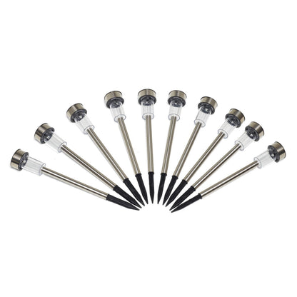 Vinsani 10 X Colour Change Stainless Steel Solar Powered Stick Post LED Lights Rechargeable Outdoor Garden Border Patio Path Driveway Entrance Marking Water Resistant Lamps by Vinsani