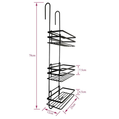 3 Tier Non Rust Hanging Shower Caddy Bathroom Organiser in Black by House Of Home