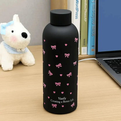 500ml Insulated Cup Stainless Steel Bowknot Dachshund Water Bottle Double Wall Small-mouth Travel Insulated Flask Daily Travel by All Mart Bristol Ltd