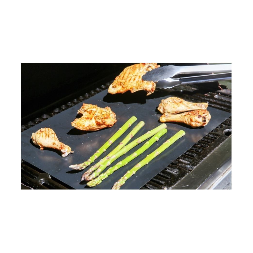 Vinsani Non-Stick BBQ Grill Mat (40 x 33 cm) – Universal Barbeque Baking Oven Liners Reusable and Dishwasher Safe Indoor Outdoor BBQ Cooking Mats for Charcoal Electric Gas Grill Kitchen Ovens – Black by Vinsani