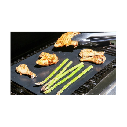 Vinsani Non-Stick BBQ Grill Mat (40 x 33 cm) – Universal Barbeque Baking Oven Liners Reusable and Dishwasher Safe Indoor Outdoor BBQ Cooking Mats for Charcoal Electric Gas Grill Kitchen Ovens – Black by Vinsani