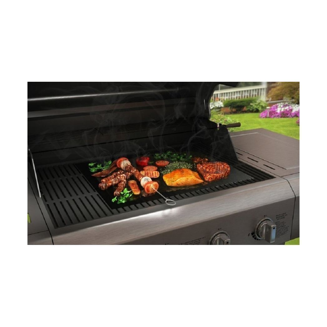 Vinsani Non-Stick BBQ Grill Mat (40 x 33 cm) – Universal Barbeque Baking Oven Liners Reusable and Dishwasher Safe Indoor Outdoor BBQ Cooking Mats for Charcoal Electric Gas Grill Kitchen Ovens – Black by Vinsani