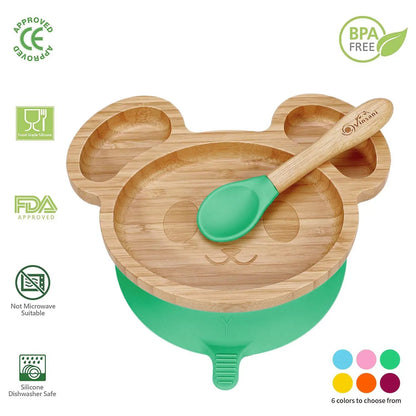 VINSANI MOUSE BAMBOO PLATE & SPOON SET by Vinsani
