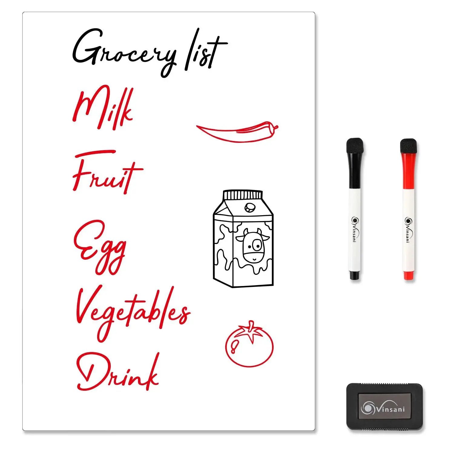Vinsani A3 Whiteboard w/ 2 Markers and Eraser 0000140 by Vinsani