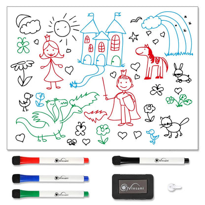 Vinsani 450x600 Whiteboard w/ 4 Markers and Eraser 0000143 by Vinsani