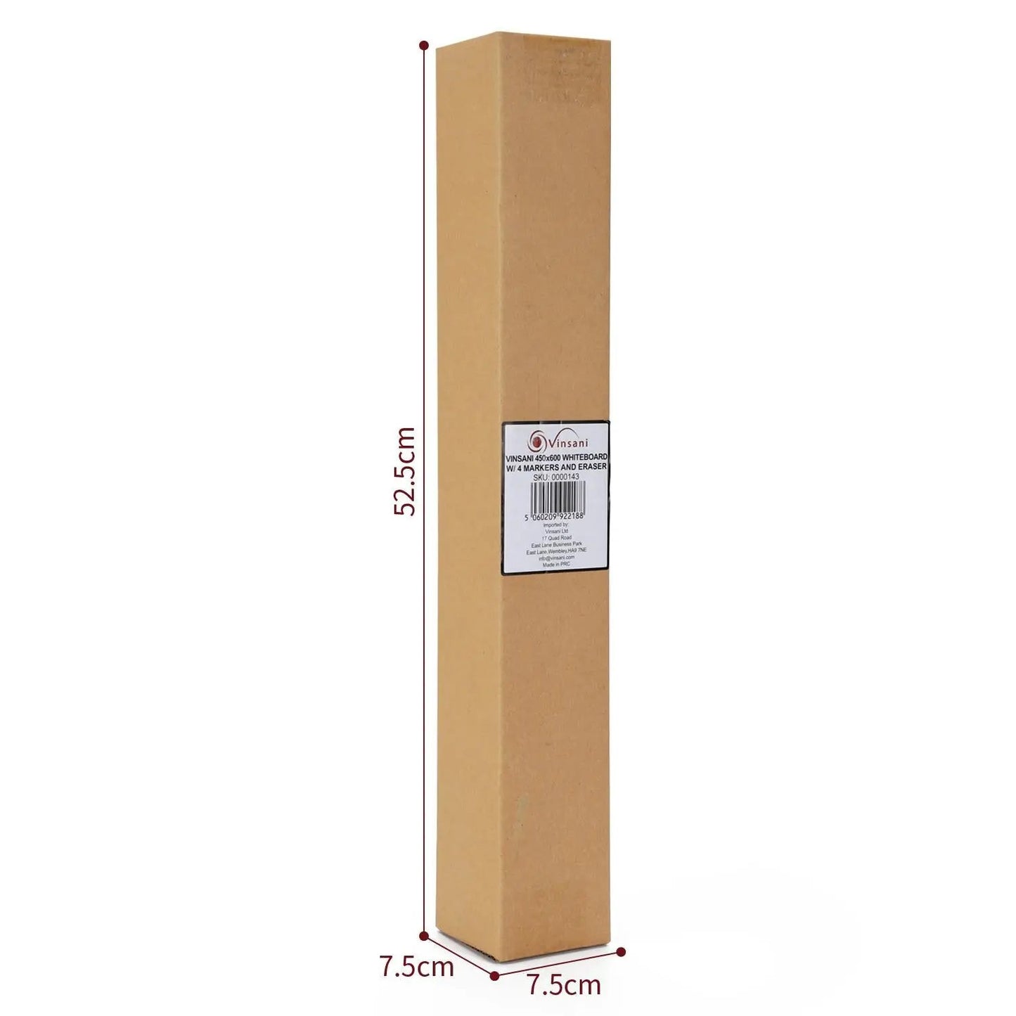 Vinsani 450x600 Whiteboard w/ 4 Markers and Eraser 0000143 by Vinsani