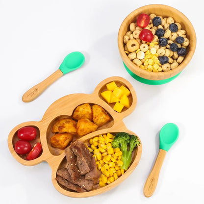 VINSANI BAMBOO MONKEY PLATE,BOWL & SPOON SET by Vinsani