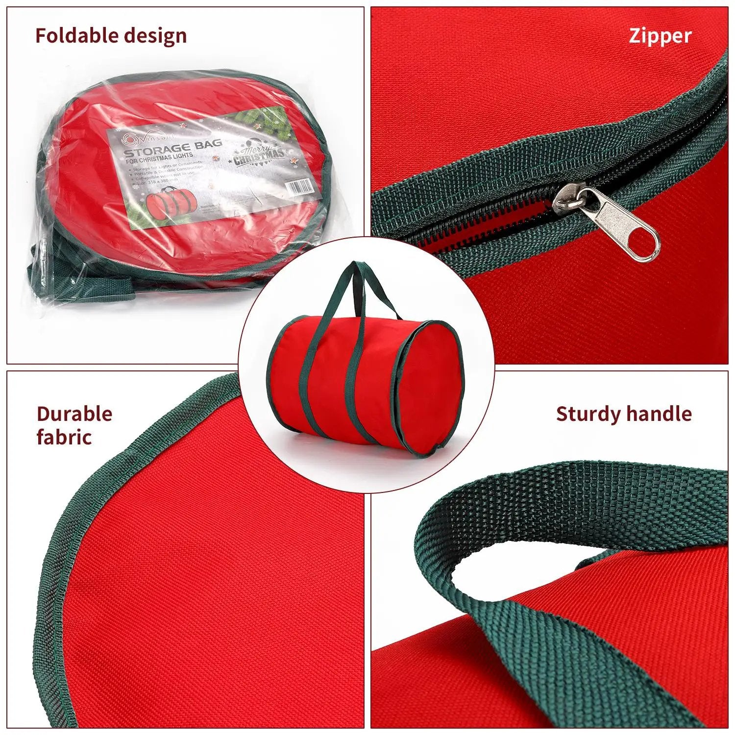 VINSANI RED XMAS LIGHTS STORAGE BAG 0000152 by Vinsani