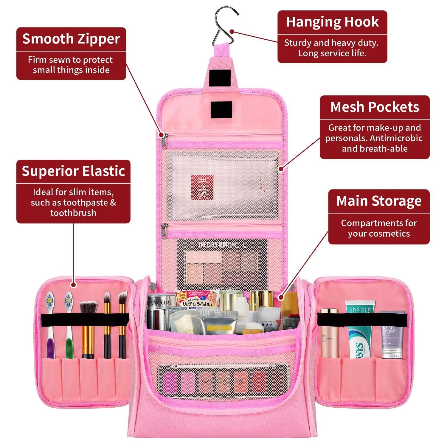 VINSANI TOILETRY BAG PINK 1010186 by Vinsani