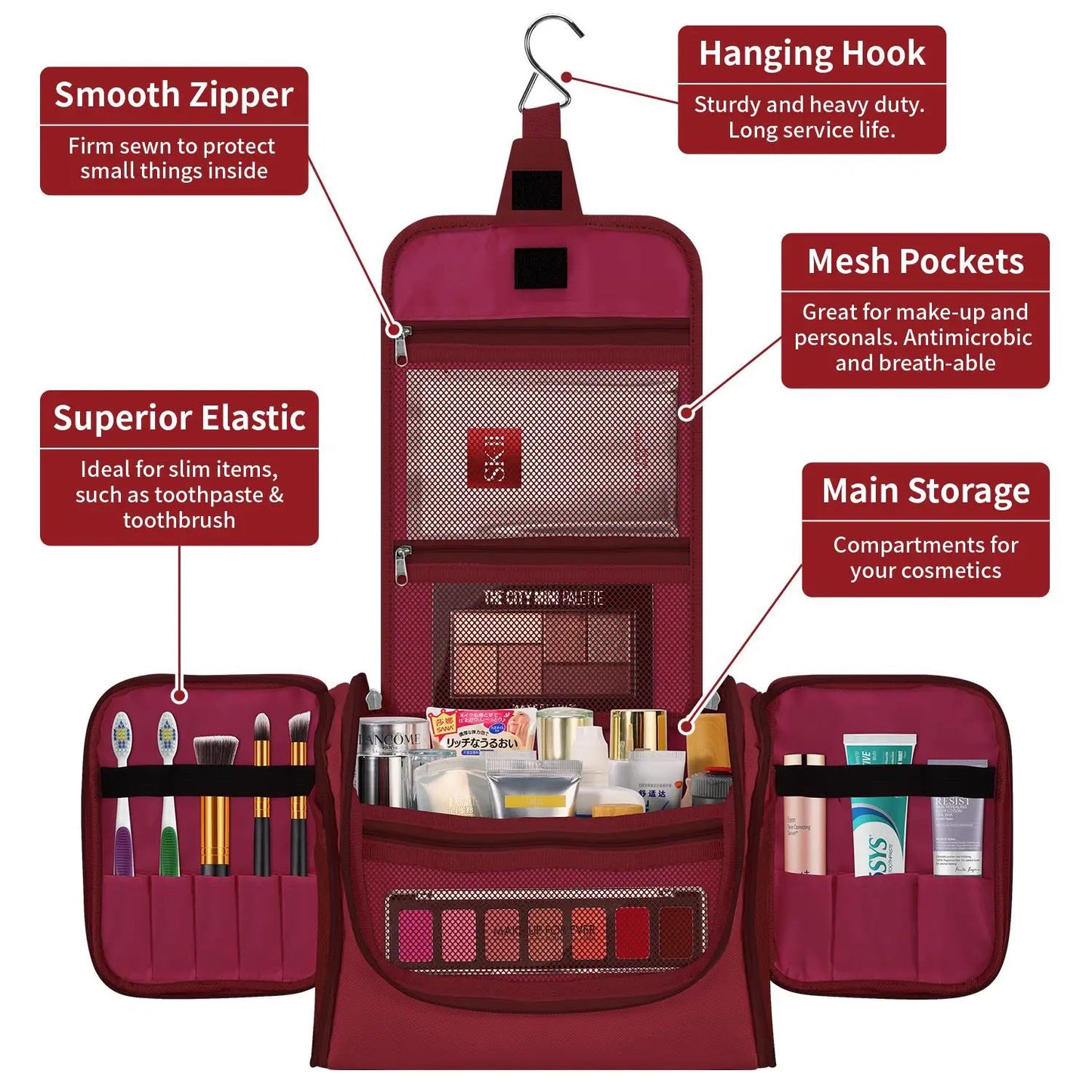 VINSANI TOILETRY BAG HOT PINK 1010180 by Vinsani
