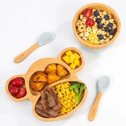 VINSANI BAMBOO MONKEY PLATE,BOWL & SPOON SET by Vinsani