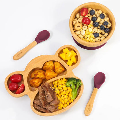 VINSANI BAMBOO MONKEY PLATE,BOWL & SPOON SET by Vinsani