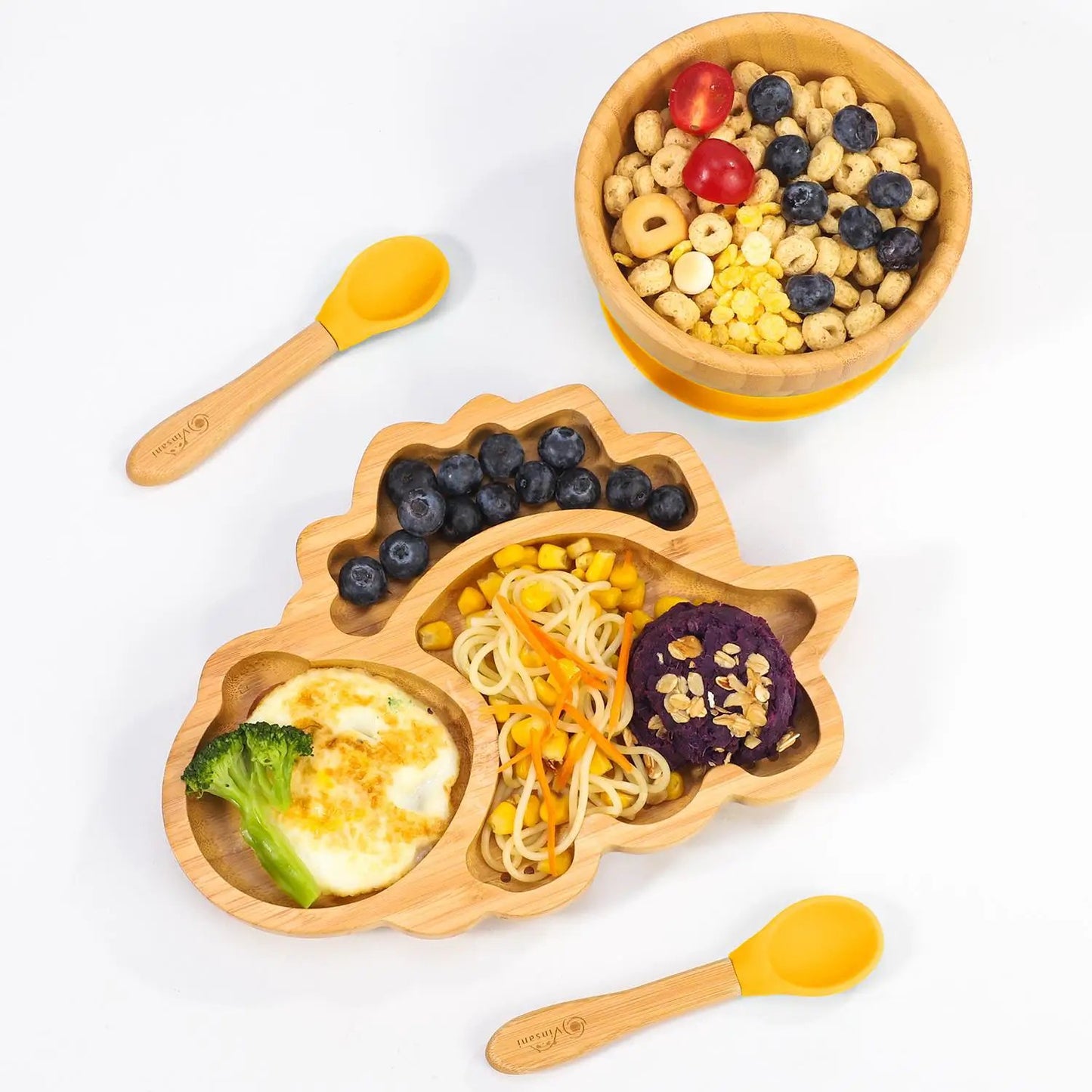 VINSANI BAMBOO DINOSAUR PLATE,BOWL & SPOON SET by Vinsani