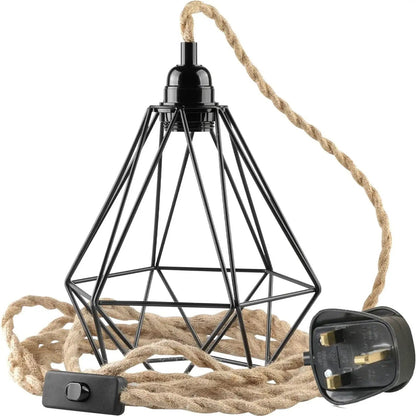 Fabric Hemp Flex Cable kit Plug In Pendant Lamp Light E27 Fitting Vintage Lamp by Ledsone
