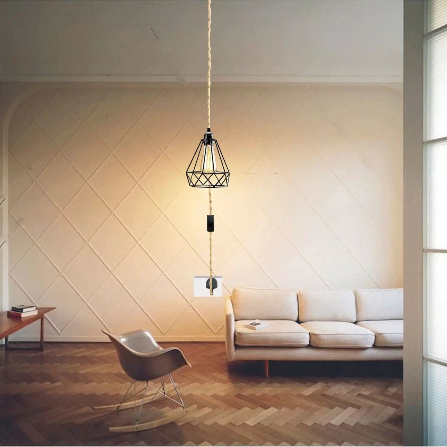 Fabric Hemp Flex Cable kit Plug In Pendant Lamp Light E27 Fitting Vintage Lamp by Ledsone