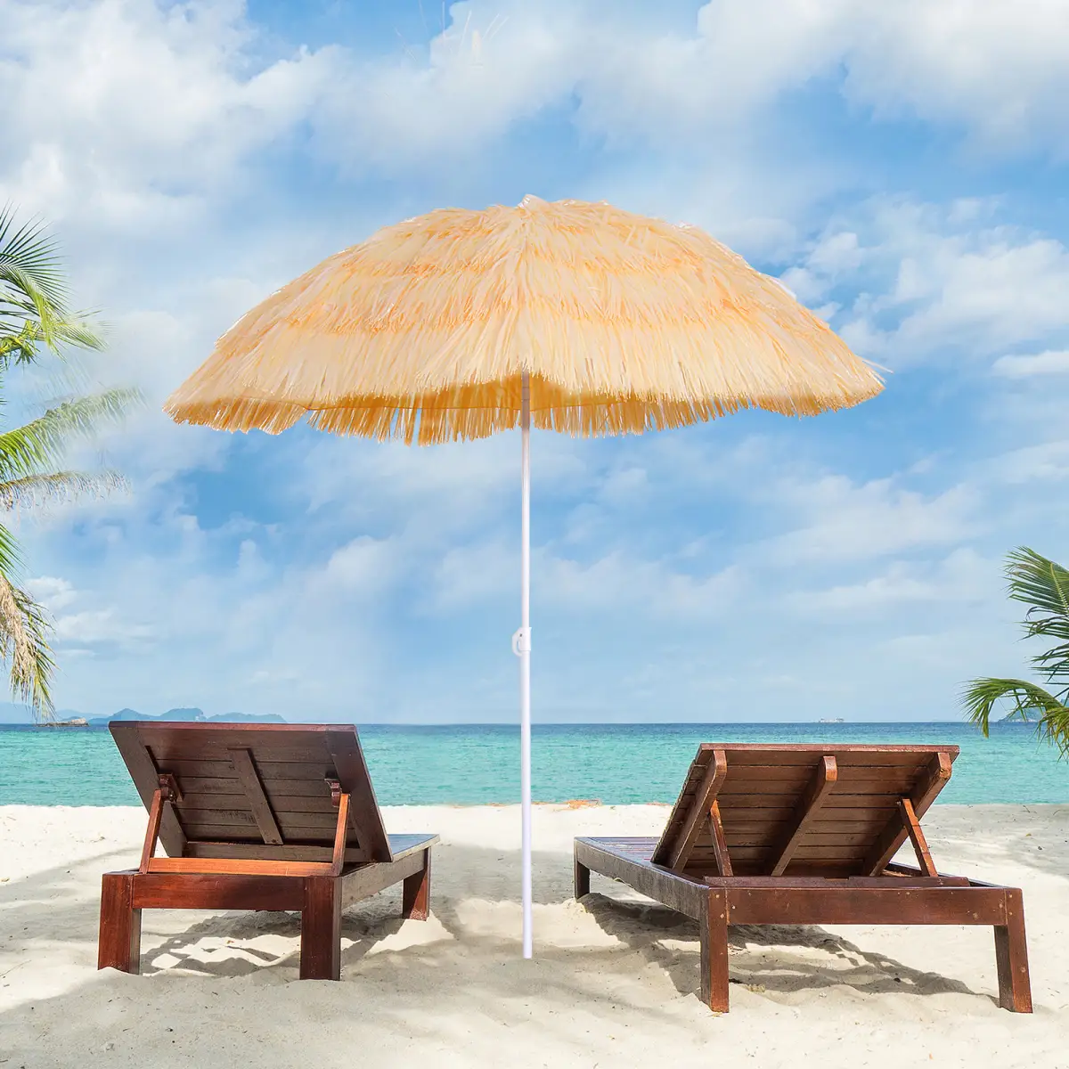 Patio Hawaii Beach Sun Umbrella Sunshade Hawaiian Folding Tilting Parasol by Outsunny