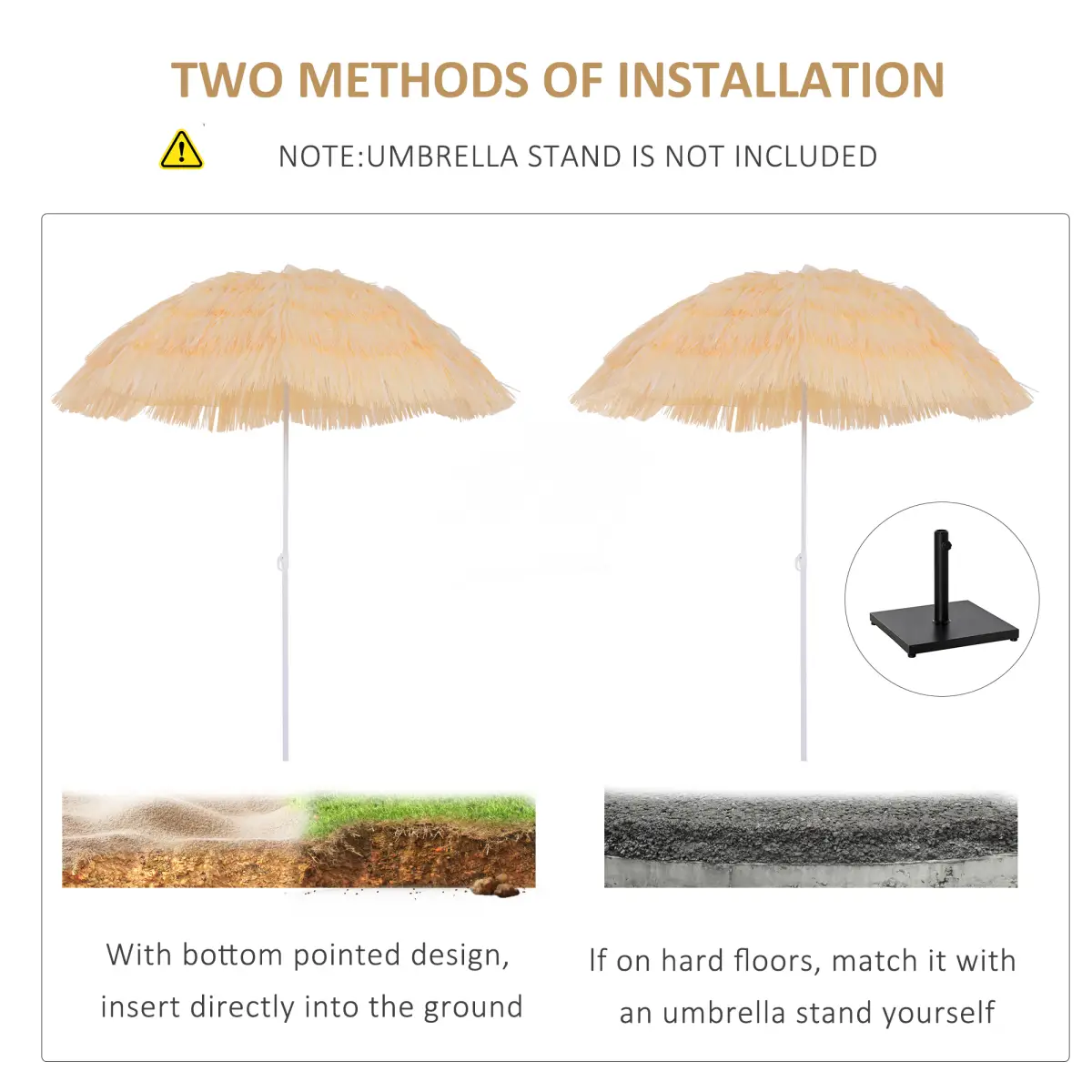 Patio Hawaii Beach Sun Umbrella Sunshade Hawaiian Folding Tilting Parasol by Outsunny