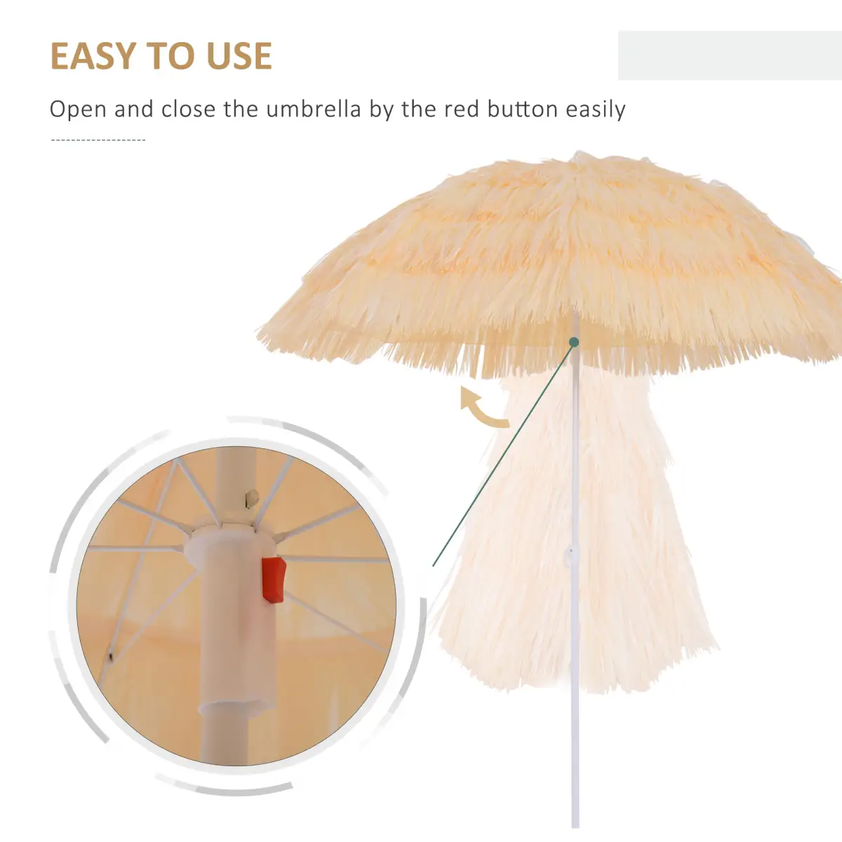 Patio Hawaii Beach Sun Umbrella Sunshade Hawaiian Folding Tilting Parasol by Outsunny