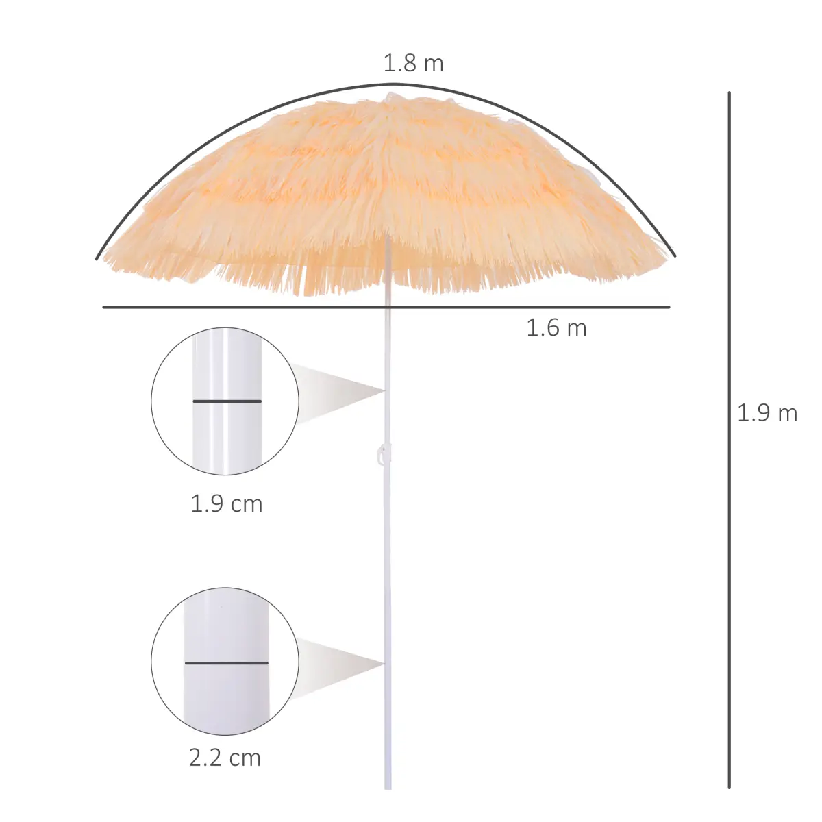 Patio Hawaii Beach Sun Umbrella Sunshade Hawaiian Folding Tilting Parasol by Outsunny