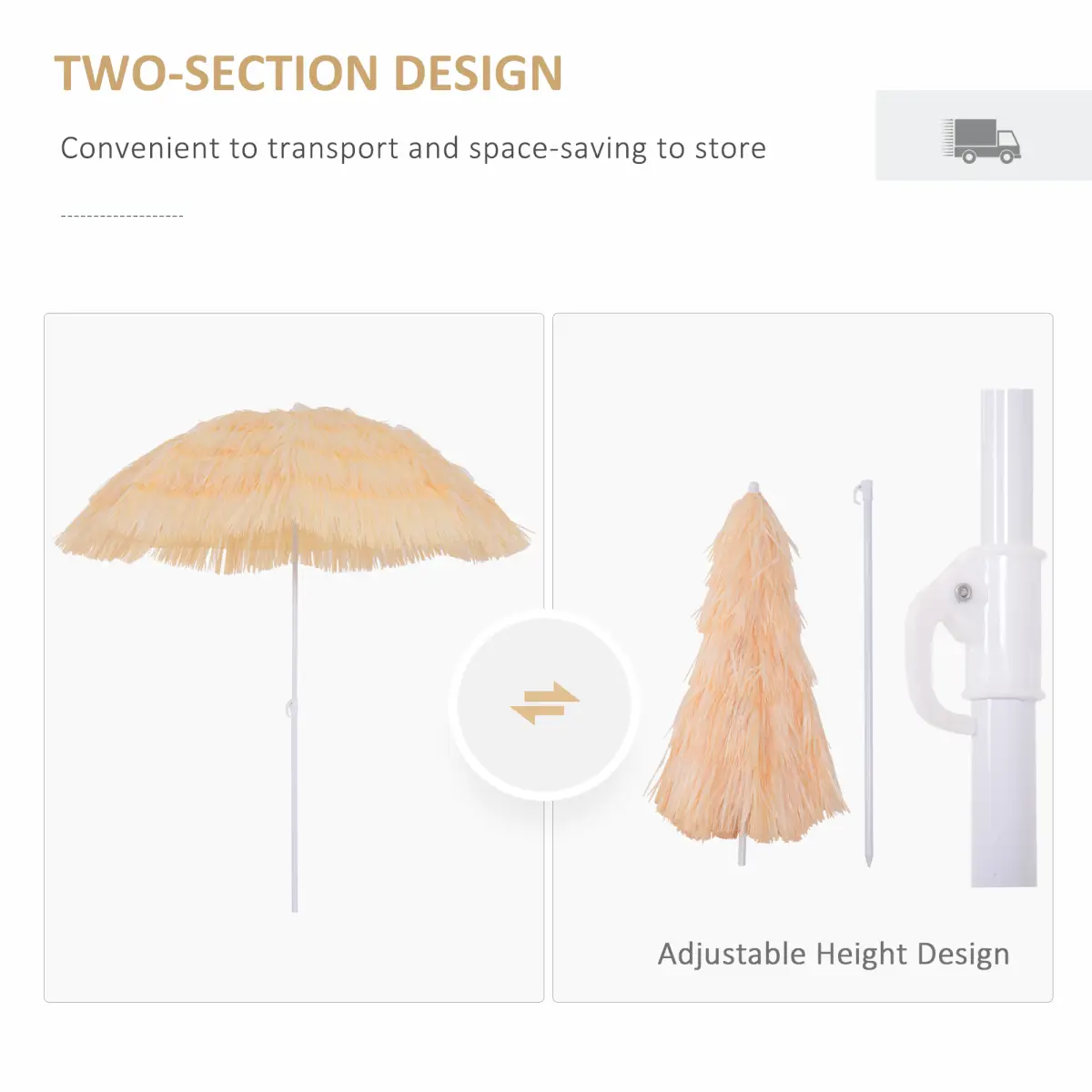 Patio Hawaii Beach Sun Umbrella Sunshade Hawaiian Folding Tilting Parasol by Outsunny