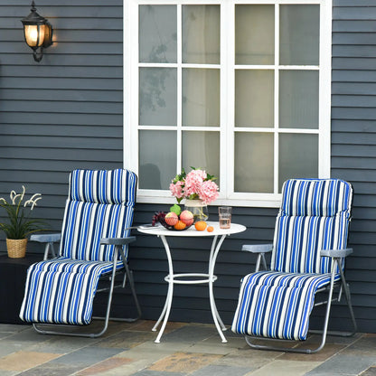 2 Outdoor Sun Recliners Loungers Folding Multi Position Relaxers Chair & Cushion by Outsunny