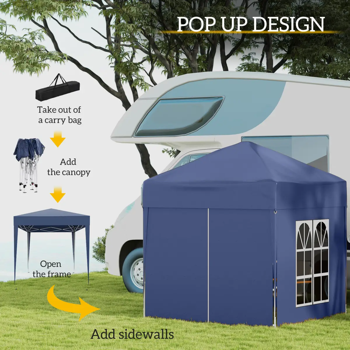 2x2m Garden Pop Up Gazebo Marquee Party Tent Wedding Awning Canopy by Outsunny