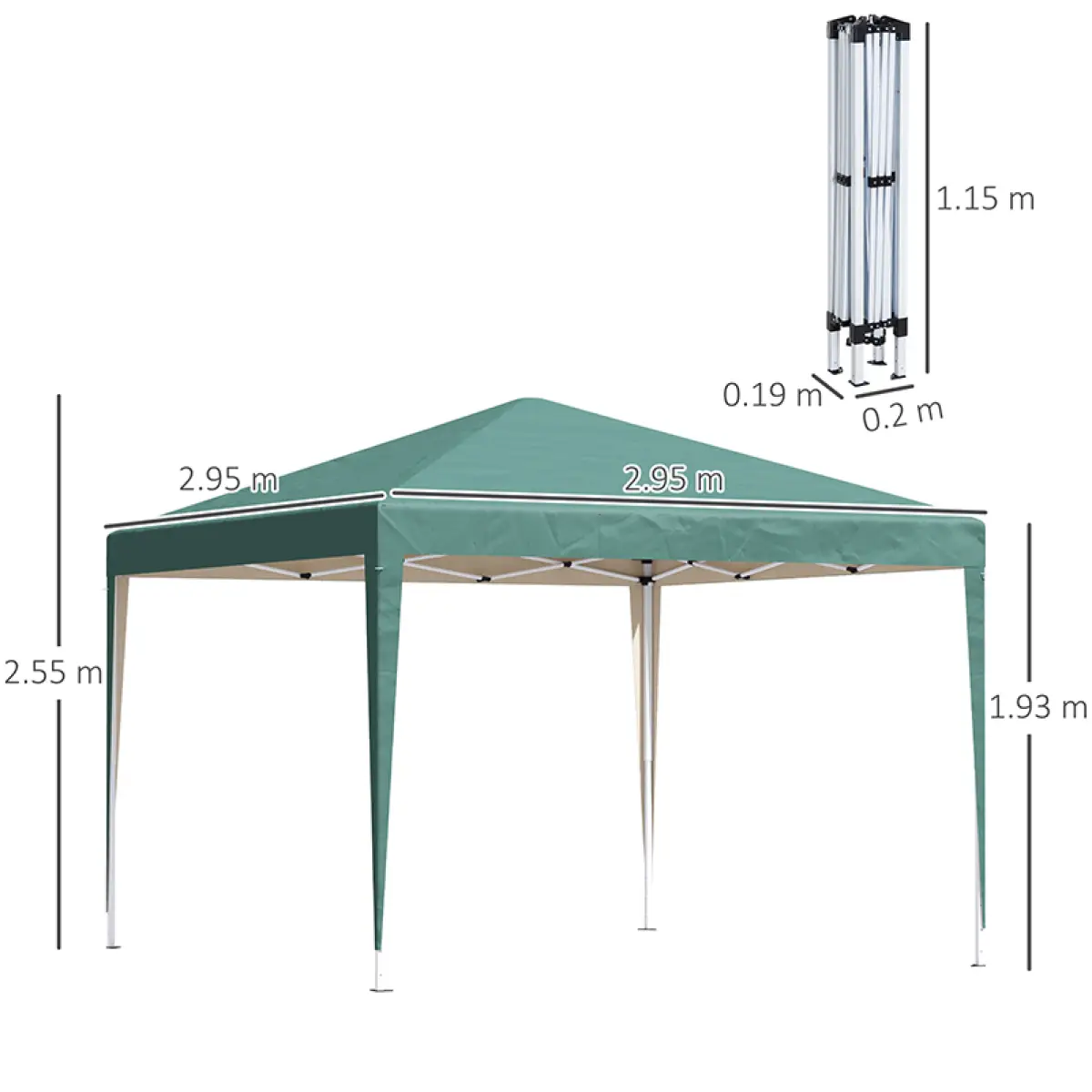 3x3m Garden Pop Up Gazebo Marquee Party Tent Wedding Canopy UV Protection by Outsunny