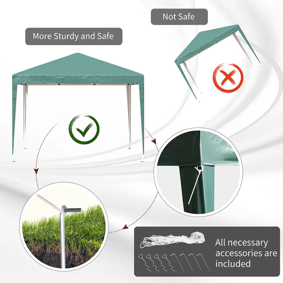 3x3m Garden Pop Up Gazebo Marquee Party Tent Wedding Canopy UV Protection by Outsunny