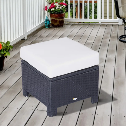 Rattan Footstool Wicker Ottoman with Padded Seat Cushion Furniture 50x50x35 cm by Outsunny