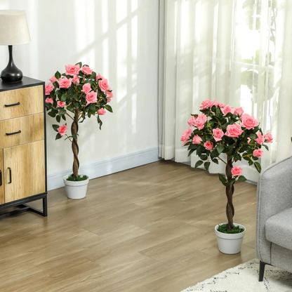 Artificial Camellia Tree Fake 21 Flowers & Nursery Pot Decor, 90cm by Outsunny
