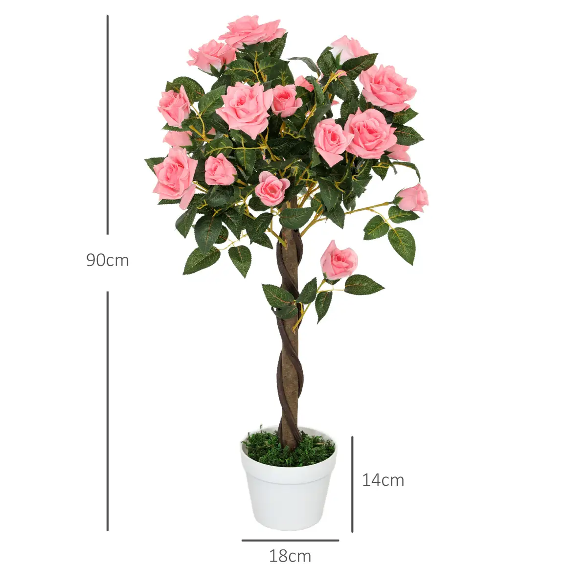 Artificial Camellia Tree Fake 21 Flowers & Nursery Pot Decor, 90cm by Outsunny