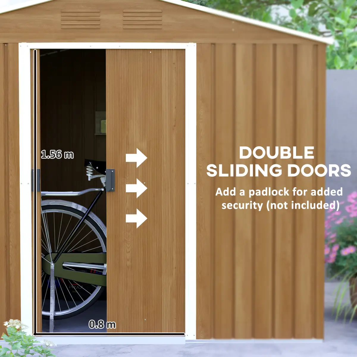 Outdoor Garden Roofed Metal Storage Shed Tool Box Ventilation & Sliding Doors by Outsunny