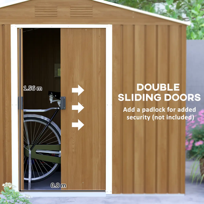Outdoor Garden Roofed Metal Storage Shed Tool Box Ventilation & Sliding Doors by Outsunny