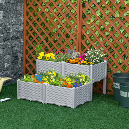 PP Set Of 2 Raised Outdoor Garden Planter Box by Outsunny