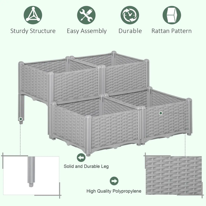 PP Set Of 2 Raised Outdoor Garden Planter Box by Outsunny