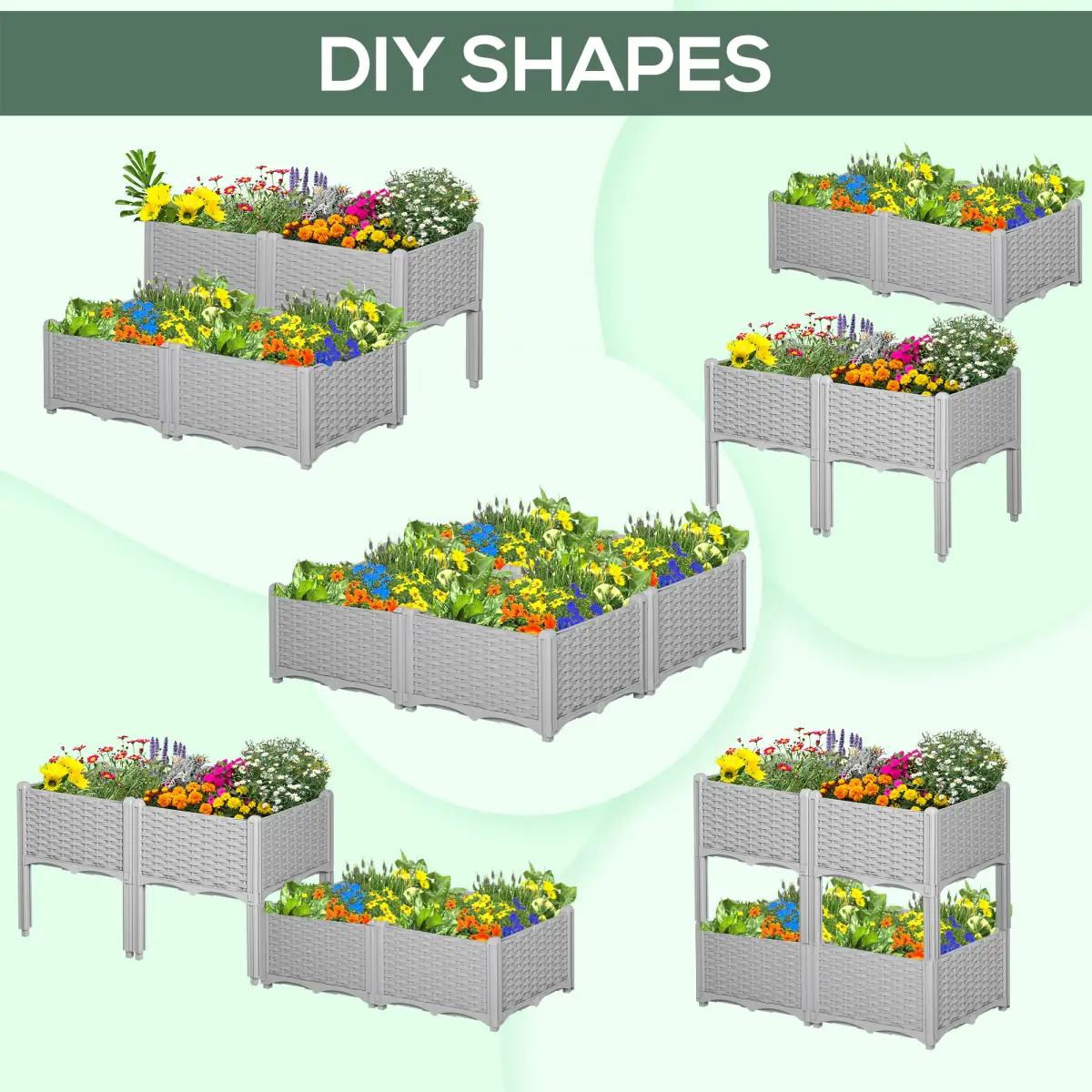 PP Set Of 2 Raised Outdoor Garden Planter Box by Outsunny