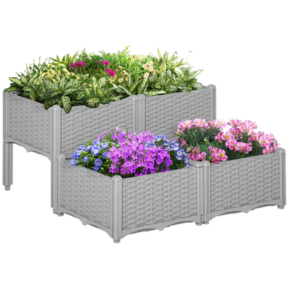 PP Set Of 2 Raised Outdoor Garden Planter Box by Outsunny