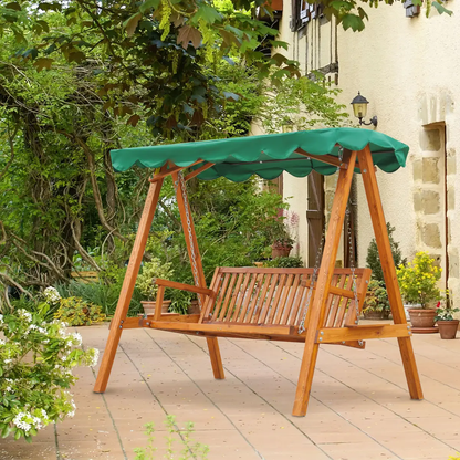 3-Seater Wooden Garden Swing Chair Seat Bench by Outsunny