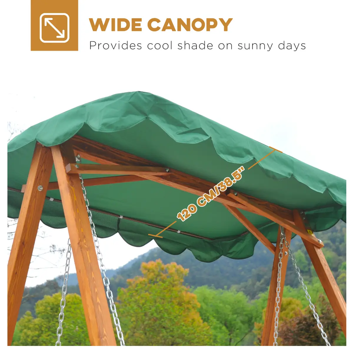 3-Seater Wooden Garden Swing Chair Seat Bench by Outsunny