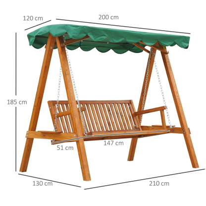 3-Seater Wooden Garden Swing Chair Seat Bench by Outsunny