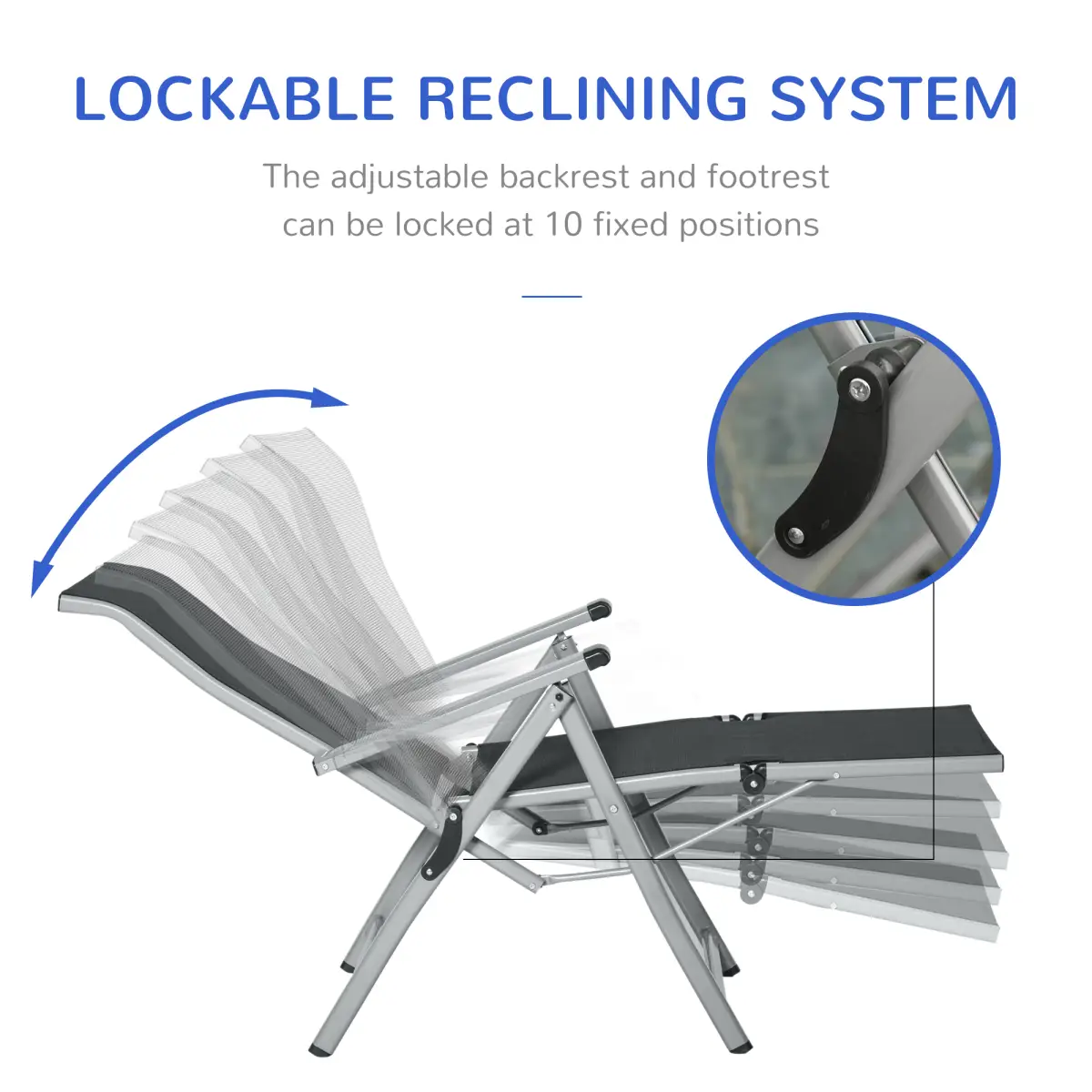 2 Sun Lounger Folding Reclining Lounge Chairs 10 Back & Leg Positions by Outsunny