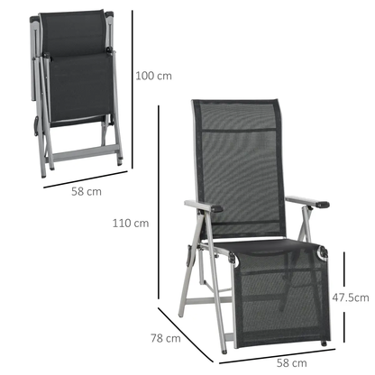 2 Sun Lounger Folding Reclining Lounge Chairs 10 Back & Leg Positions by Outsunny